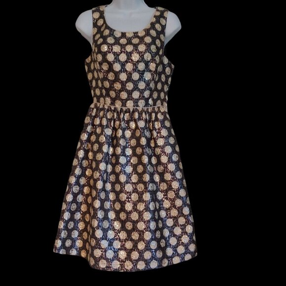 Modcloth Dresses & Skirts - Modcloth Metallic Shiny FIt and Flare Polka Dot Dressy Sleeveless Dress  Small